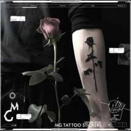 Faux tatouages romantiques en Rose noire pour femmes et hommes autocollants temporaires