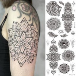 Autocollants de Tatouage Temporaire Noir Étanche pour Homme et Femme Transfert d'Eau sur les Bras