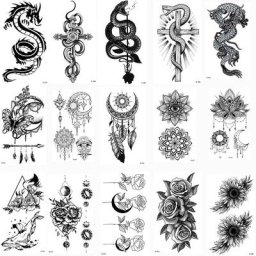 Tatouages Temporaires Mignons pour Homme Papillon Dragon Salle Fleur Feuilles Corps Bras