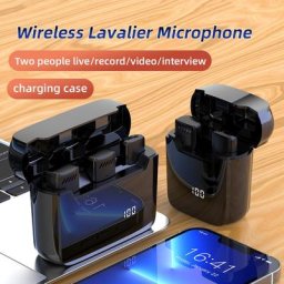 Mini-Microphone Lavalier professionnel sans fil avec boîte de chargement et affichage réduction du