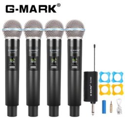 Système de Microphone karaoké sans fil 4 canaux G-MARK GLC440 fréquence fixe pour fête à