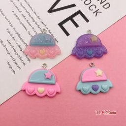Pendentif en résine à dos plat breloque colorée mignonne pour boucle d'oreille porte-clés bijoux
