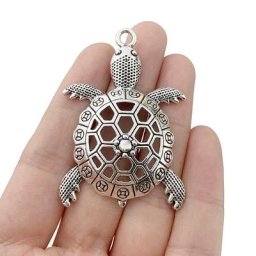 6 x Tibétain Argent Creuse Tortue Tortue Charmes Pendentifs pour la Fabrication De Bijoux De Collier