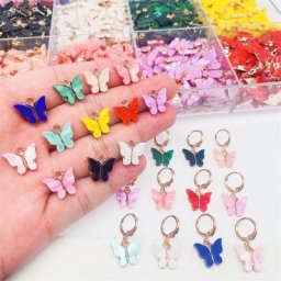 JQ – ensemble de boucles d'oreilles papillon en acrylique 20 pièces/ensemble accessoires breloque