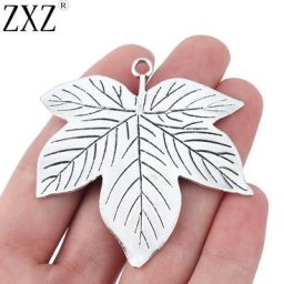 ZXZ – lot de 5 pendentifs antiques en forme de grande feuille d'érable couleur argent pour la
