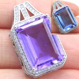 Pendentif en argent pour femmes grande pierre précieuse 27x16mm 6g couleur changeante topaze