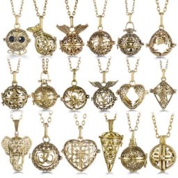 Diffuseur d'huiles essentielles d'aromathérapie pendentif collier boule d'ange arbre de vie