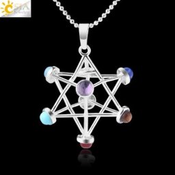 pendentif pierre naturelle pendentifs en pierre naturelle pour hommes et femmes 7 Chakras Merkaba