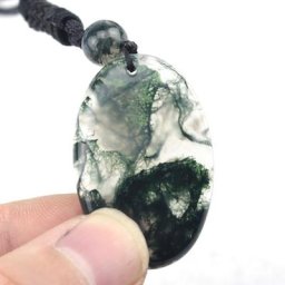 Collier pendentif en agate mousse naturelle pour hommes et femmes bijoux à bricoler soi-même