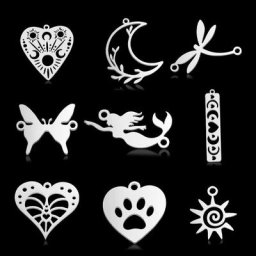 Breloques géométriques en acier inoxydable pour bijoux pendentif en forme de cœur aile d'ange