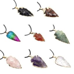 HXBA – collier en cristal de guérison pointu pendentif en pierre naturelle avec cordes réglables