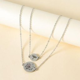 Ensemble de Colliers de Pissenlit en Acier Inoxydable Bijoux Réglables pour Mère et Fille 2 Pièces