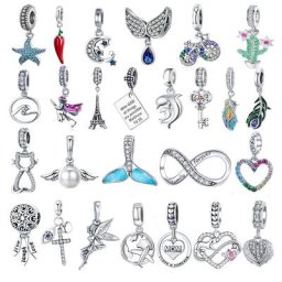 Pendentif ailes de marguerite en argent Sterling 100% 925 perles à breloques adaptées à la marque