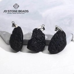 Pendentif en météorites naturelles indochinite noire énergie cosmique pierre porte-bonheur pour