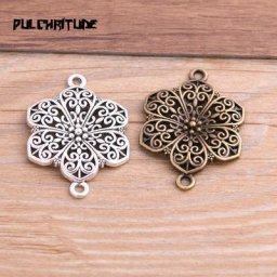 Connecteur de breloques de deux documents pour bijoux fleur plante bricolage artisanat fait