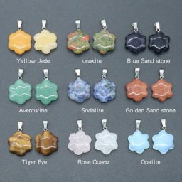 Pendentif en pierre naturelle pour bijoux fleur quartz rose opale agate pierre précieuse polie