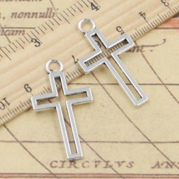 Breloques croix creuse en argent tibétain artisanat fait à la main bricolage bijoux anciens