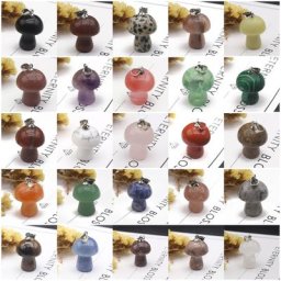 Breloques en pierre naturelle Mini champignon Quartz Rose opale améthyste pendentif en cristaux