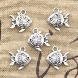 Pendentifs couleur argent antiques pendentifs Double face en poisson rouge fabrication de bijoux