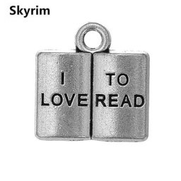 Skyrim – pendentifs de conception de livre «I LOVE TO READ» 20 pièces breloques Message phrase