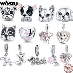WOSTU – breloques en argent Sterling 925 pour chien chien bouledogue perles pendentif Original