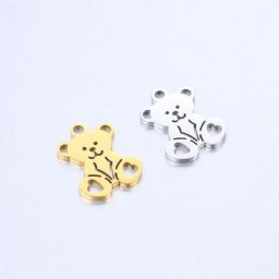 DOOYIO 5 pièces/lot breloques en acier inoxydable pendentif ours creux Animal créatif mignon pour