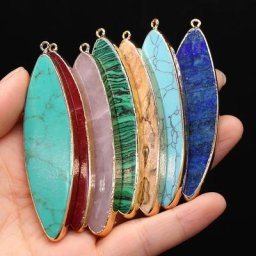 Pendentif en Pierre Naturelle en Forme d'Œil de Cheval Breloques en Quartz Lisse pour Bijoux