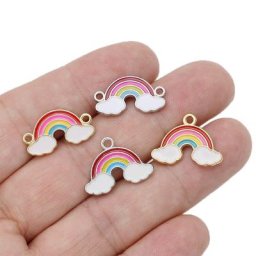 Pendentif à breloque arc-en-ciel en émail plaqué or pour bijoux bracelet exécutif collier