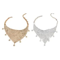 Collier écharpe Vintage à paillettes pour femmes bijoux brillants ras du cou fête