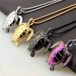 Collier pendentif tortue de mer en titane et acier inoxydable pour femme collier animal mariage
