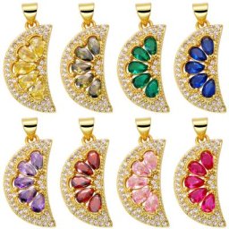 Juya-Breloques en plaqué or véritable 18 carats pour femmes micro pavé cubique coloré