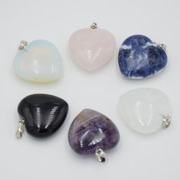 Pendentif cœur d'amour en pierre naturelle pour femmes collier améthyste cristal clair quartz rose