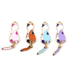 Doreen Box Kawaii PmotCat Animal Gold Document Metal Charms DIY Earrings White Gray Orange