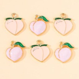 Breloques en émail rose pêche 20 pièces pour boucles d'oreilles fruits pendentifs Bracelet