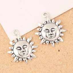 Lot de 20 pendentifs en forme de soleil couleur argent pour la fabrication de bijoux faits à la