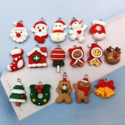 Lot de 10 breloques de noël pour la fabrication de bijoux pendentifs bonhomme en pain d'épice