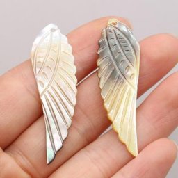 Breloques ailes d'ange en nacre naturelle pour femme pendentif coquillage noir collier boucle