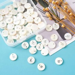 Breloques en Coquillage d'Eau Douce Naturel Perles Blanches Plates et Rondes avec Chiffres et