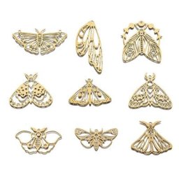 Breloques en laiton brut 4 pièces/lot pendentif en forme de lune céleste papillon pour