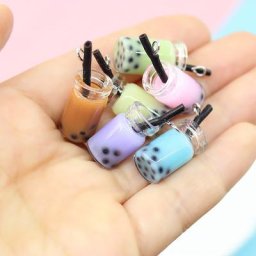 Breloques en résine mignonnes pour bouteille de thé au lait boucles d'oreilles décoratives