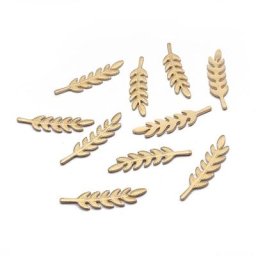 Mini breloques en laiton brut 4.5x20mm 50 pièces pendentif en feuilles de blé pour fabrication de