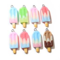 10PCS 15x40mm Mélanger Gradient Couleur Crème Glacée Charmes Résine Alimentaire Simulé Pendentif