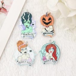 Breloques d'Halloween en Forme de Citrouille Pinup en Acrylique pour Boucle d'Oreille Porte-Clés