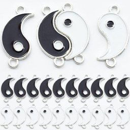 Breloques en alliage émail 2 en 1 Taichi Yin Yang pendentif collier bracelet accessoires de
