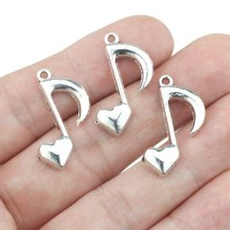Breloques en Forme de Cœur de Musique en Argent Antique Bijoux Faits à la Main Prix d'Usine