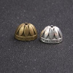 Bonnets de perles métalliques artisanaux 2 pièces 12x20mm deux couleurs bonnets d'extrémité de