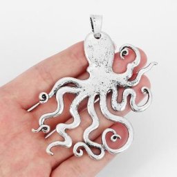 Grande pieuvre tibétaine en argent 2 pièces breloques en forme de calmar pendentif Steampunk