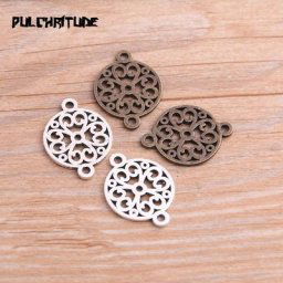 Breloques à fleurs ajourées de deux couleurs connecteur de plante bijoux en alliage métallique