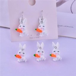 Breloques en résine d'animaux 3D lapin et radis mignons pendentif en résine à dos plat bijoux de