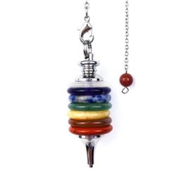Pendule en cristaux de guérison des 7 chakras Reiki pendentif en pierre à pointe d'énergie pour la